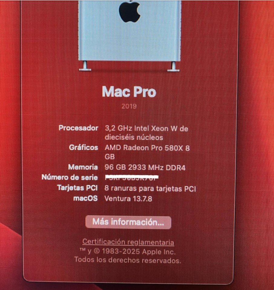 Mac Pro 7.1-16 cores/32 virtuales- 4 tb ssd- 96gb ram-radeon 8gb-garantía