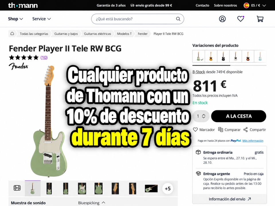 consigo un 10 % de descuento en Thomann para cualquier producto de segunda mano · Madrid · 200 €