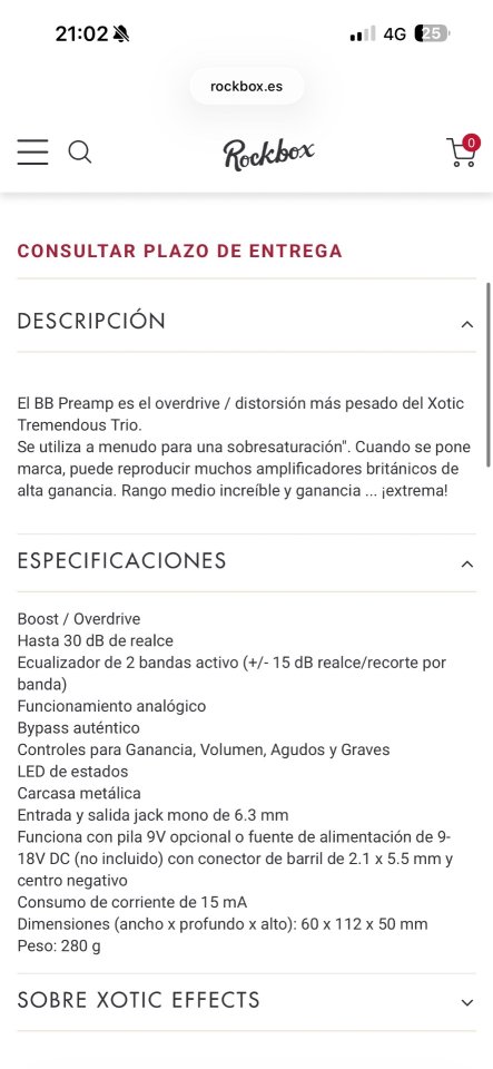 Xotic BB Preamp Comp Overdrive de segunda mano · Foto 2 de 7 · Granada · 160 €