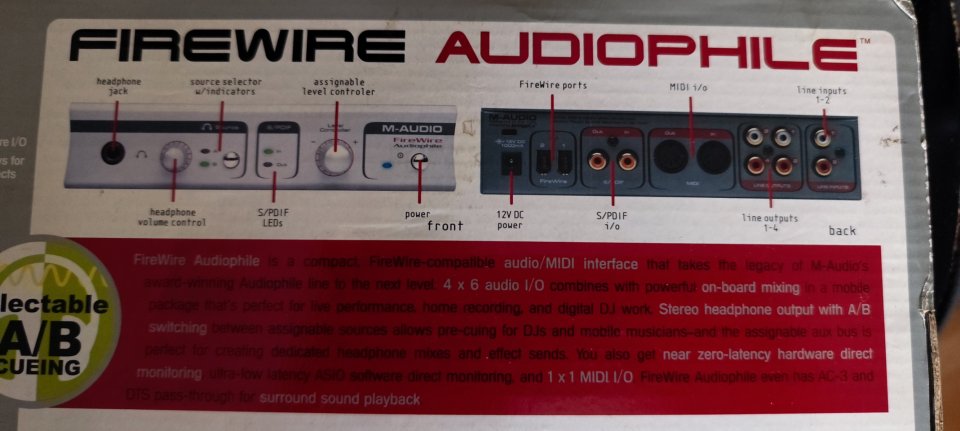 M-Audio FireWire Audiophile - COMPLETA (Caja y Fuente Original)