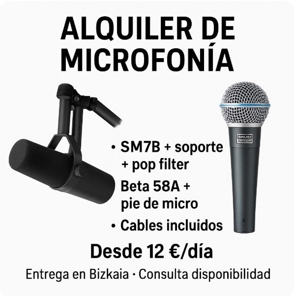 Alquiler de micrófonos Podcast / Voz / Streaming + extras