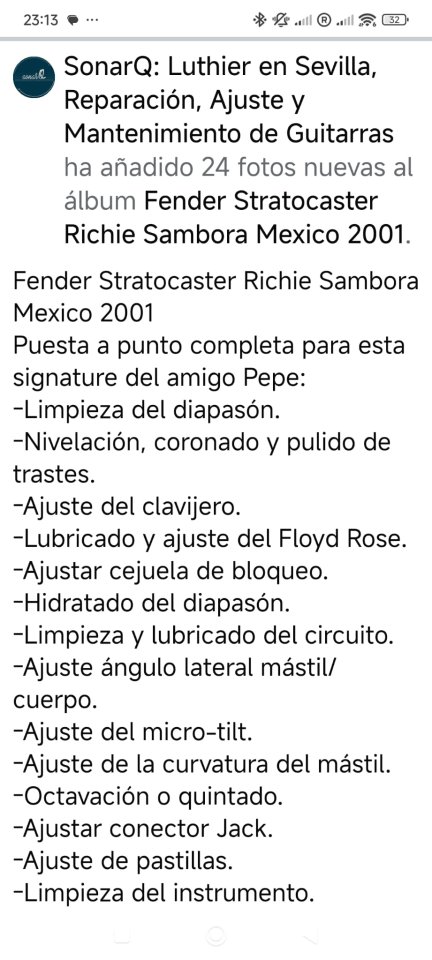 Fender Stratocaster Richie Sambora México 2001