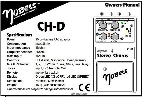 Nobels CH-D Digital Stereo Chorus Pedal