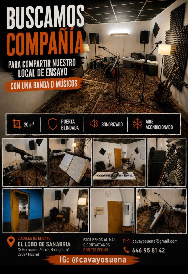 Se busca BANDA para COMPARTIR local de ensayo de segunda mano · Madrid