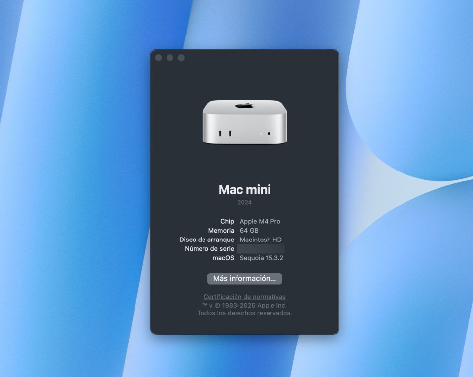 Mac Mini M4 PRO 64GB RAM / 2TB SSD + AppleCare PLUS de segunda mano · Foto 3 de 6 · Madrid · 3495 €