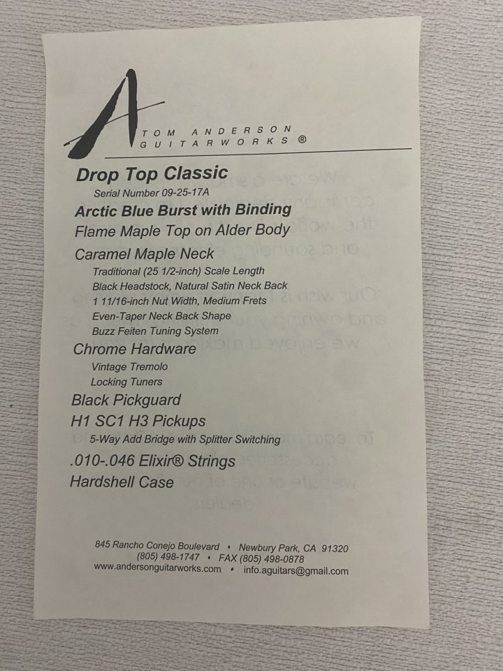 Tom Anderson Drop Top como NUEVA