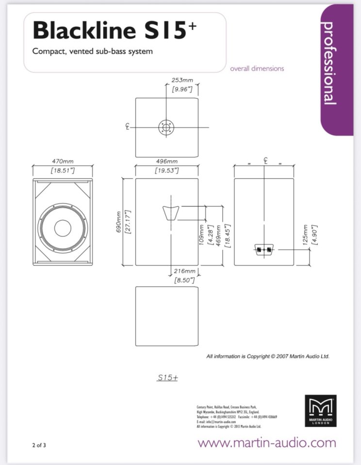 Subgraves nuevos pasivos (no autoamplificados) Martin Audio S-15+ de segunda mano · Foto 4 de 6 · Huesca · 600 €