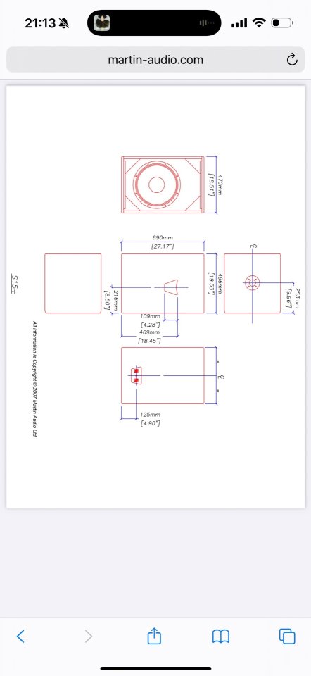 Subgraves nuevos pasivos (no autoamplificados) Martin Audio S-15+ de segunda mano · Foto 6 de 6 · Huesca · 600 €