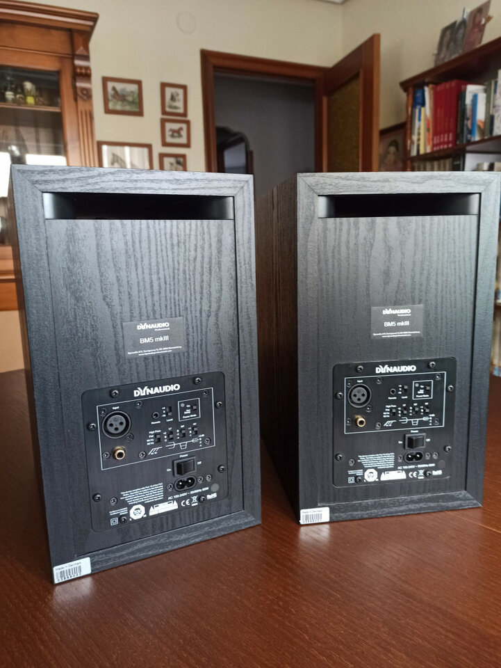 Monitores de estudio Dynaudio BM5 Mk3 + stands de mesa + stands de suelo