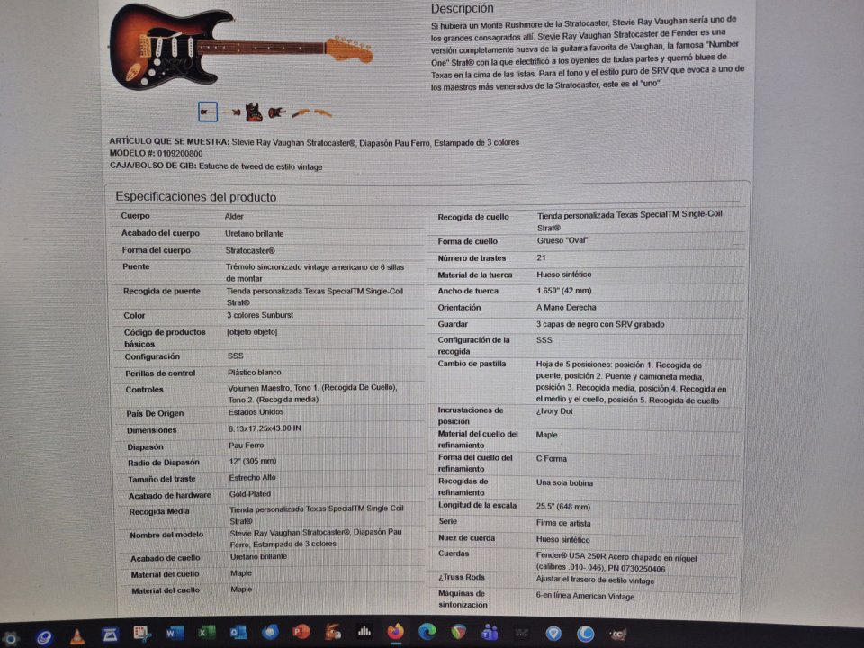 Fender stratocaster SRV americana