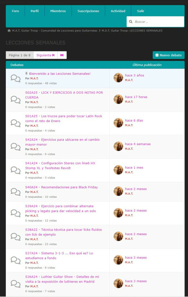 Comunidad Guitarrera "MAT Guitar Troop" Videolecciones, Retos, y WhatsApp