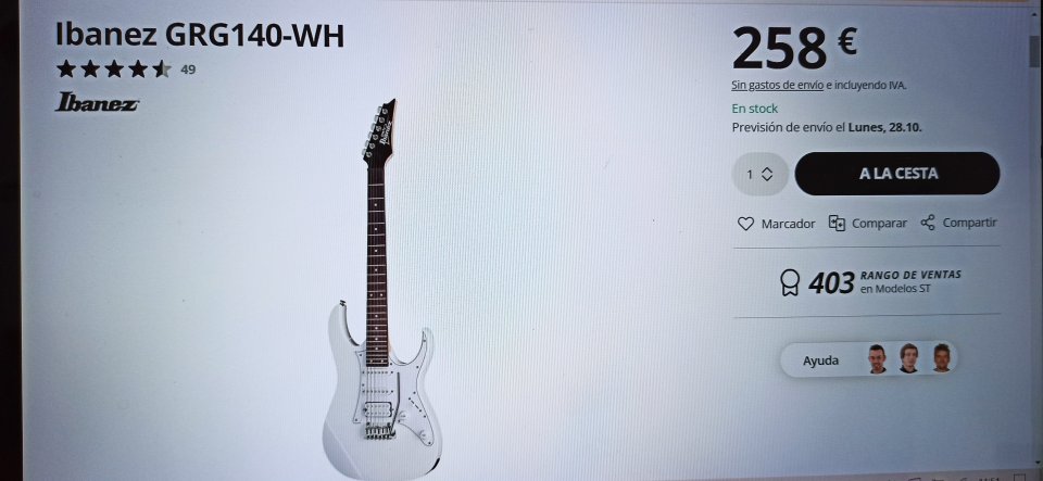 cambio Ibanez GRG 140-WH por modelo les paul de precio similar