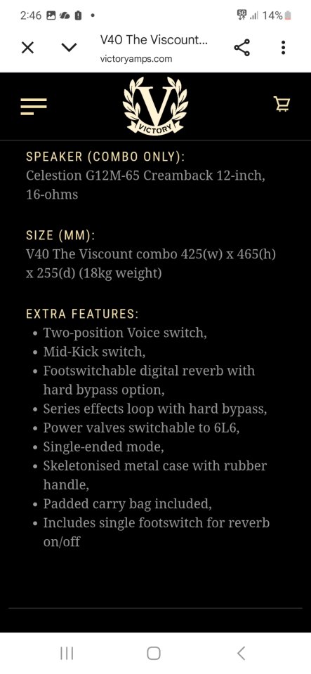 Victory The Viscount V40 combo