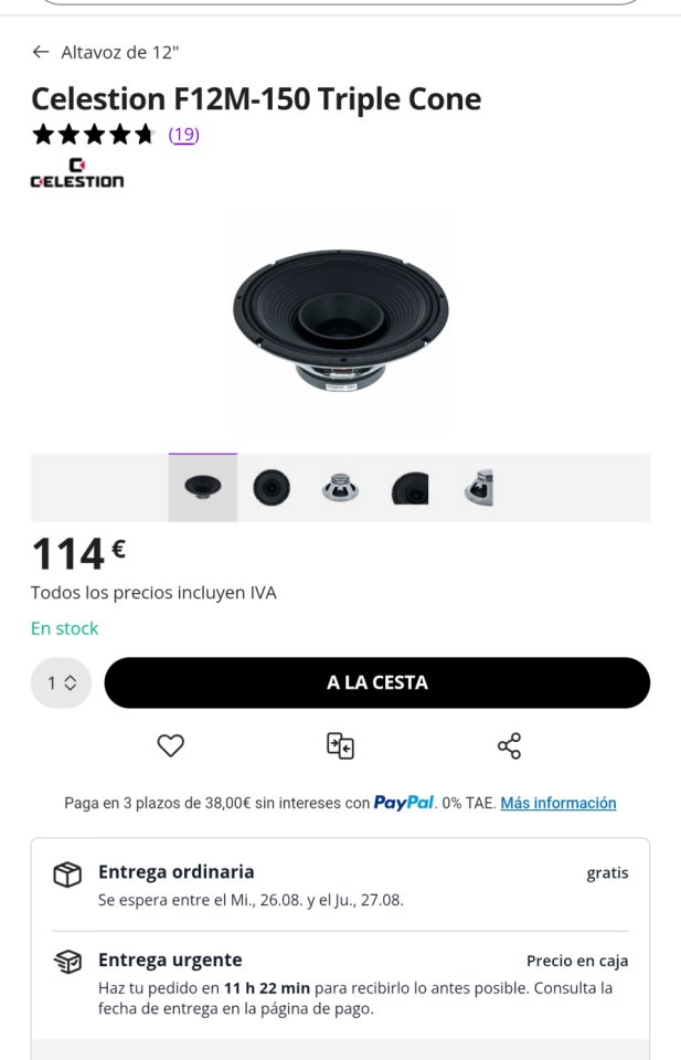 Altavoz FRFR Celestion f12m150 de segunda mano · Almería · 90 €