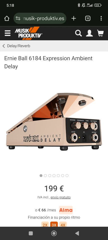 Pedales Ernie Ball Expression Overdrive y Ambient Delay