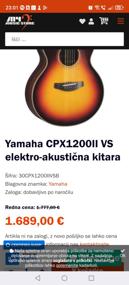 Guitarra electroacustica Yamaha CPX 1200 VS. de segunda mano · Foto 10 de 10 · Madrid · 900 €