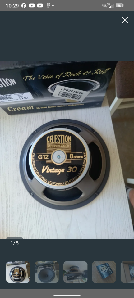Altavoz Celestion G12 Vintage 30 de 8 ohmios de segunda mano · Foto 1 de 5 · Pontevedra · 100 €
