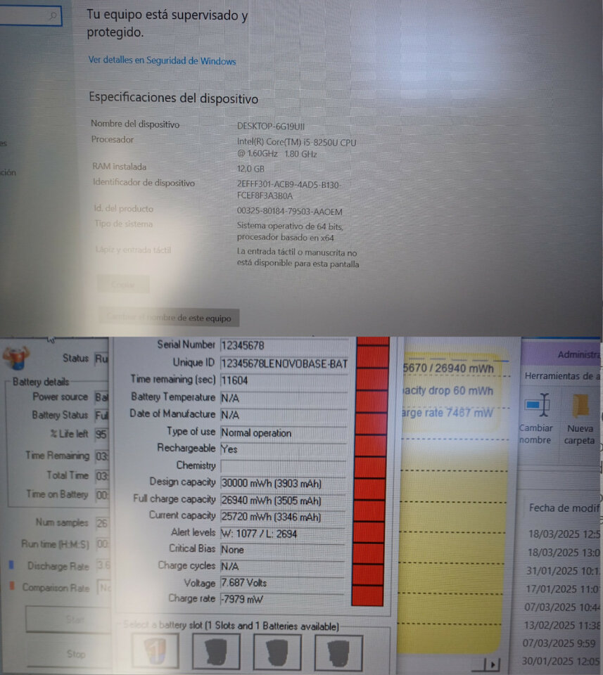 Ordenador portátil Lenovo i5 8250U. Ram 12GB DDR4. SSD 240GB. 1080 FHD. de segunda mano · Foto 10 de 10 · Madrid · 250 €
