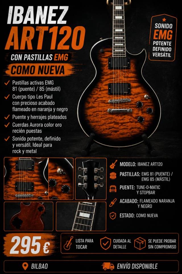 Ibanez art120 con EMGs de segunda mano · Foto 1 de 7 · Bizkaia · 295 €
