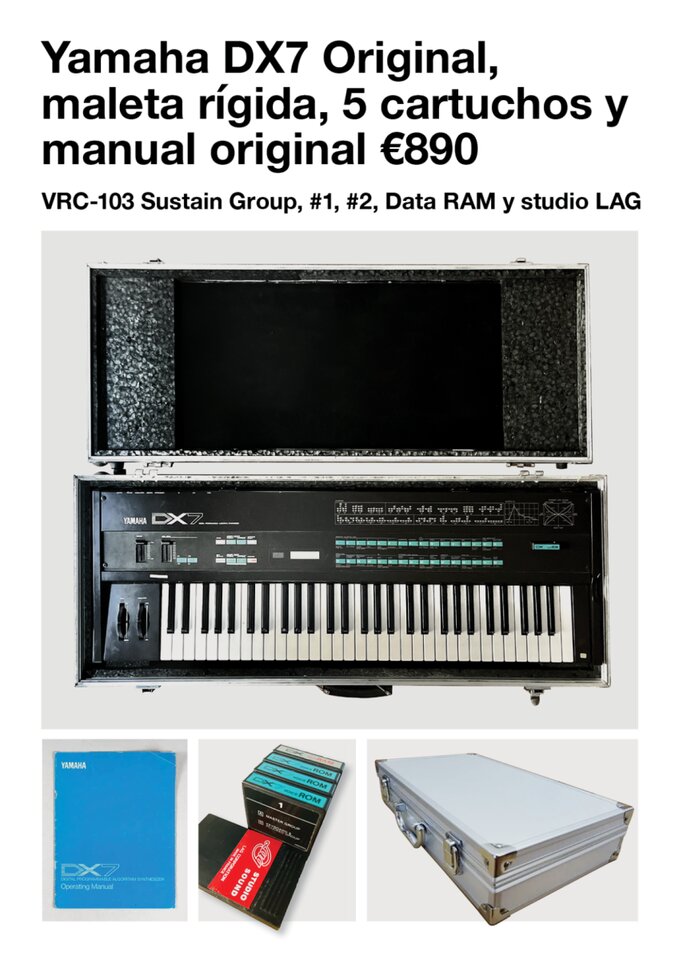 Yamaha DX7 Original con maleta rígida manual y 5 cartuchos banco de sonido