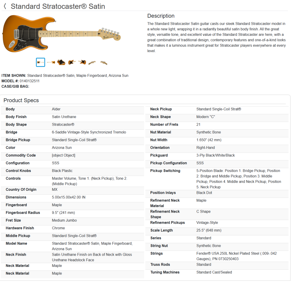 Fender Standard Stratocaster Arizona Sun