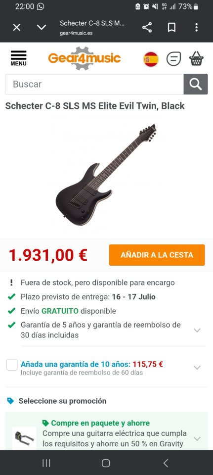 Schecter Evil Twin 8 cuerdas de segunda mano · Foto 6 de 6 · Badajoz · 1800 €