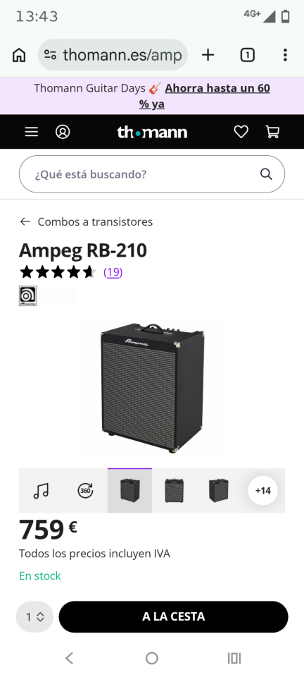 Amplificador Ampeg Rocket Bass RB -210 de segunda mano · Foto 1 de 5 · Málaga · 500 €