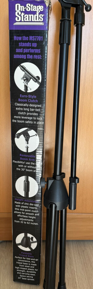 Soporte de Micrófono On Stage-MS7701B Euro Boom NUEVO