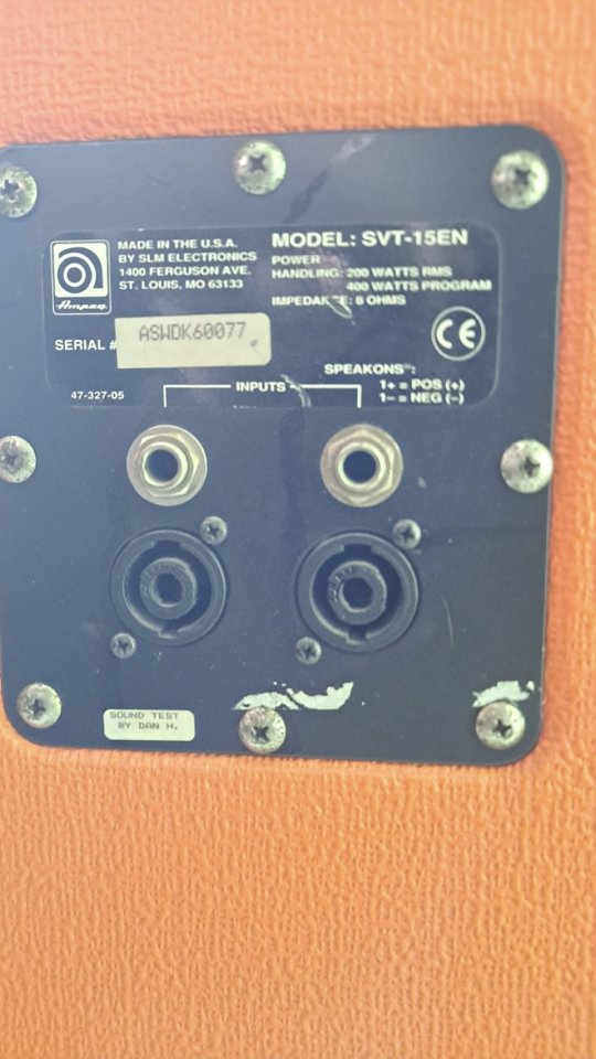 ​ Ampeg SVT Classic (2003) USA - (SVT CL + 410HE + 15E + Flycase cabeza) de segunda mano · Foto 7 de 7 · Madrid · 1500 €