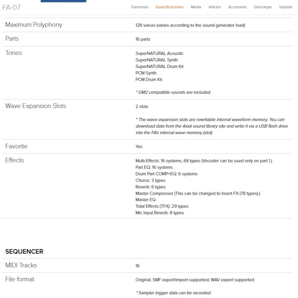 ROLAND FA-07 76 teclas