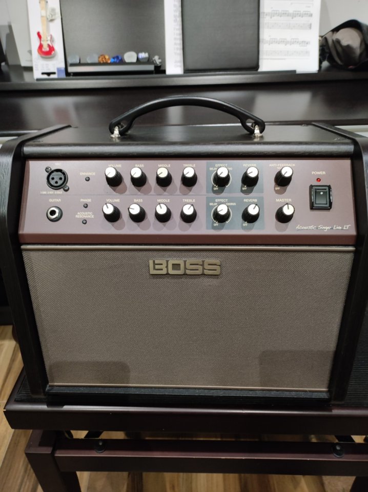 Guitarra acústica Lag T118 Tramontana y amplificador Boss .