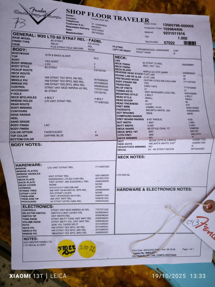 Fender Stratocaster Custom shop 60's REL x Gibson 335/345