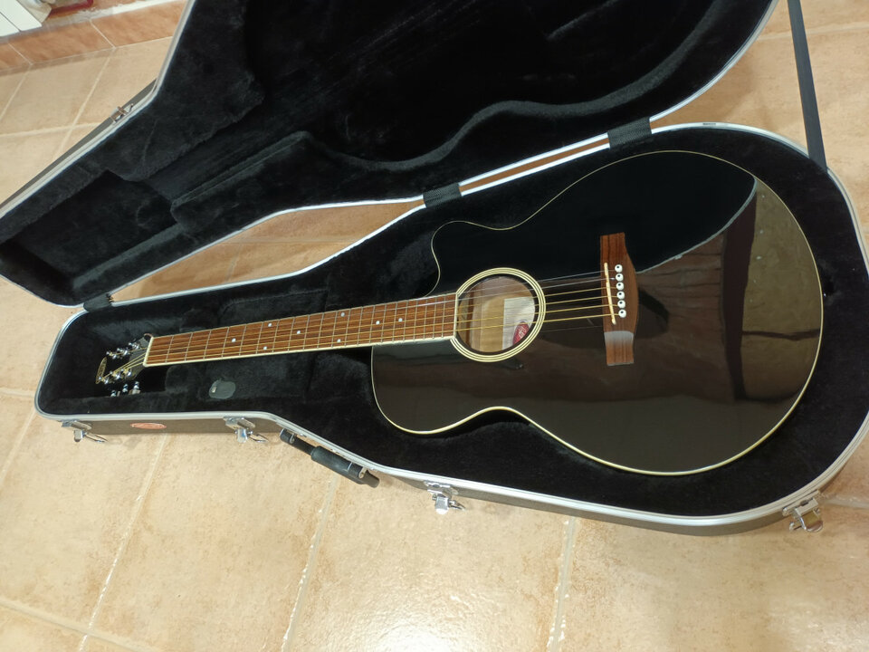 Electroacústica Stagg con estuche duro.