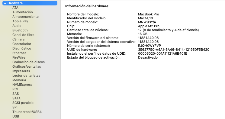 MacBook Pro 16" M2 Pro 12CPU 19GPU 16GB RAM 1TB