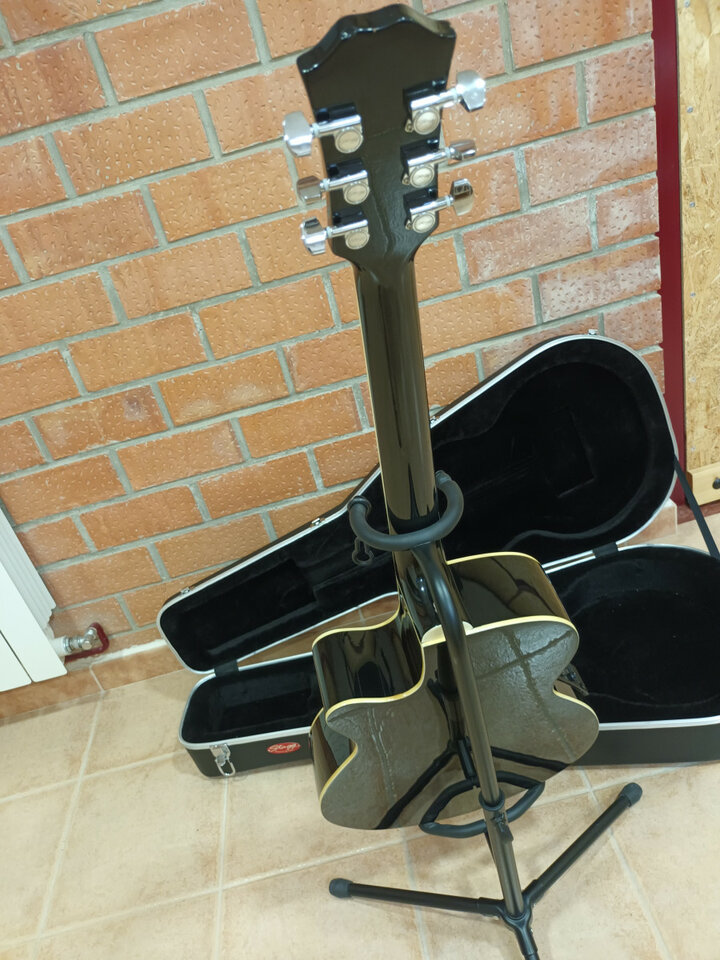 Electroacústica Stagg con estuche duro.