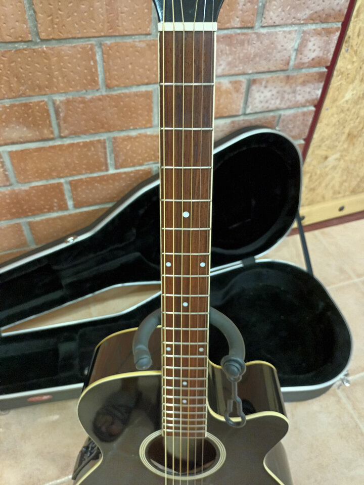 Electroacústica Stagg con estuche duro.