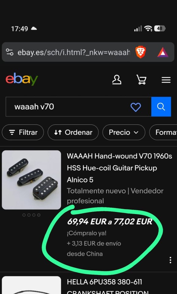 Juego Pastillas Guitarra HSS Alnico V Waaah de segunda mano · Foto 1 de 4 · A Coruña · 45 €