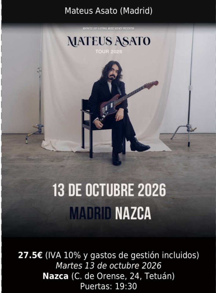 Entrada Mateus Asato - Madrid de segunda mano · Madrid · 27 €