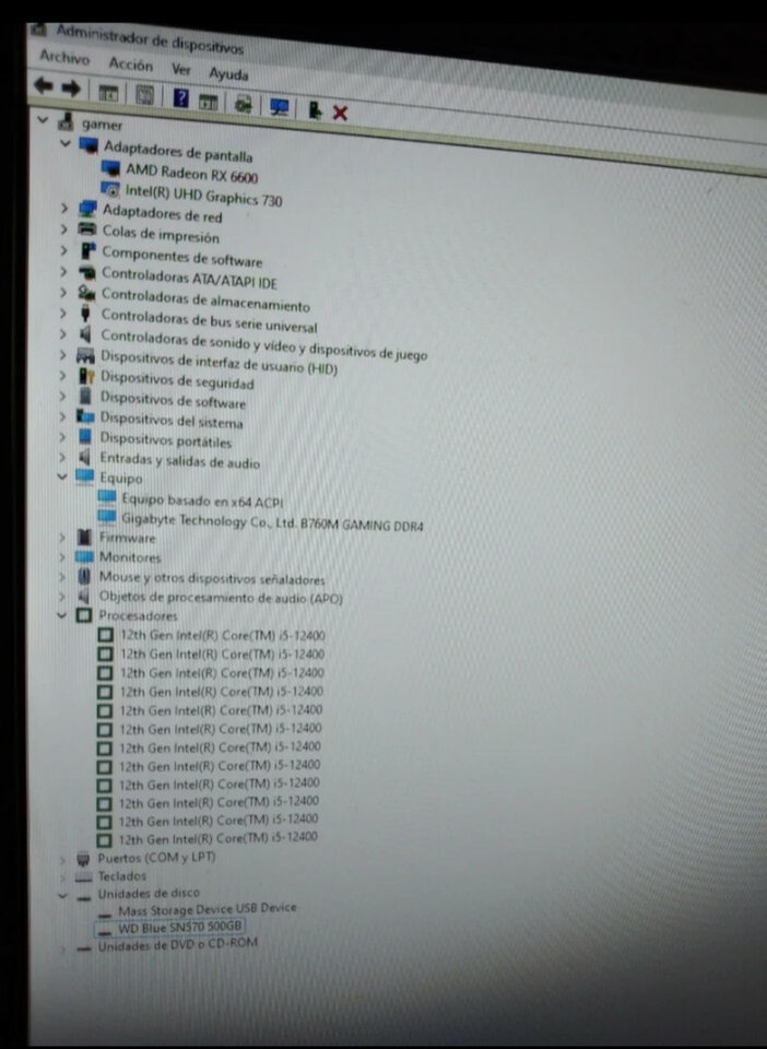 Pc gaming i5 12400 Rx 6600 16gb RAM