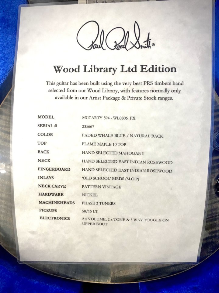 PRS McCarty Wood Library Ltd Edition Top 10