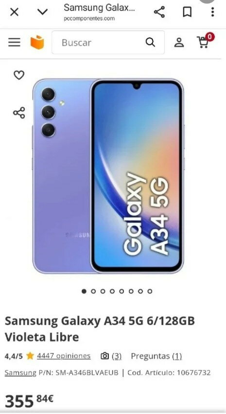 Samsung a34 5g 128gb regalo funda tipo libro NUEVO  sin usar de segunda mano · Foto 4 de 4 · Cádiz · 220 €