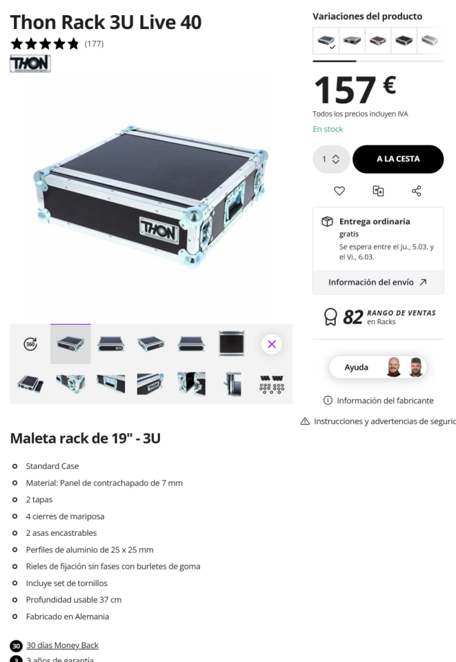 Rack case 3unidades THON Live 40 (como muevo) ENVIO INCLUIDO