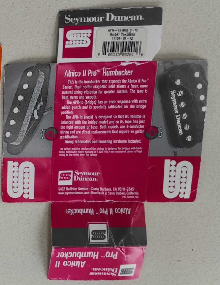 cartones originales pastillas Seymour Duncan