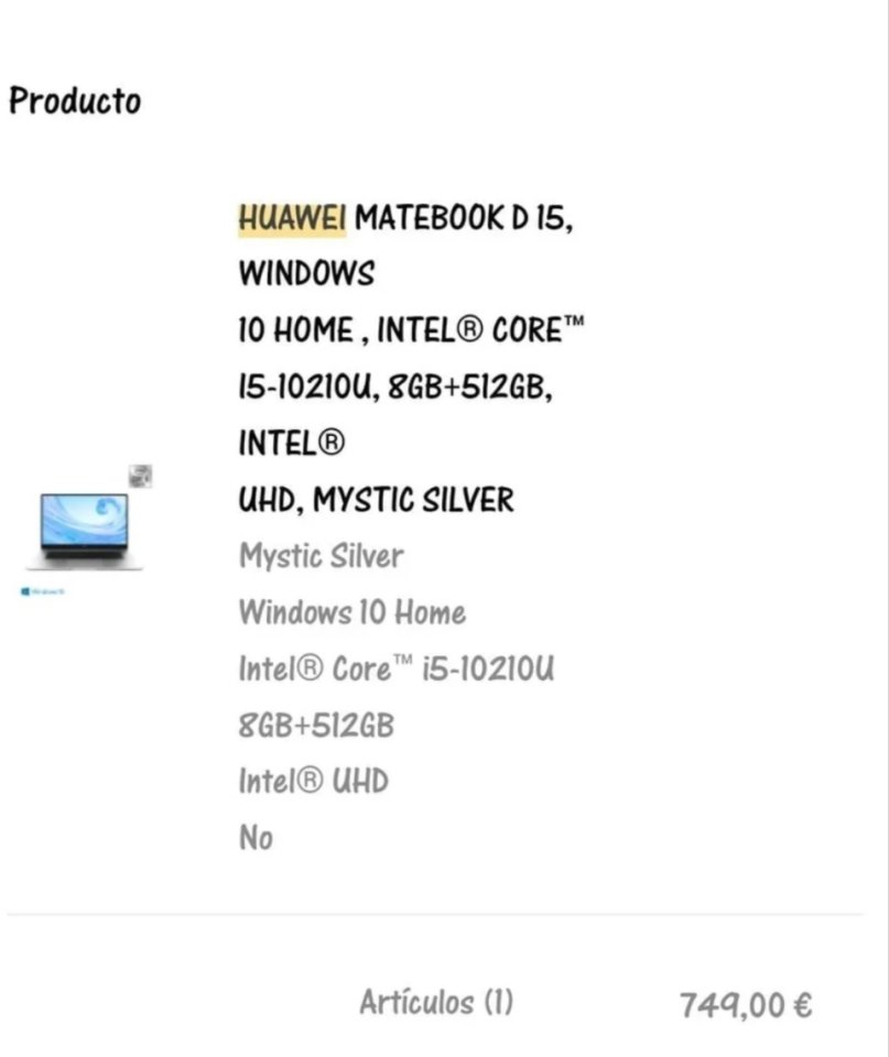 CAMBIO Huawei MateBook D15 de segunda mano · Foto 2 de 2 · Bizkaia