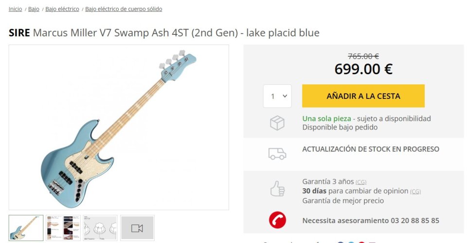 Sire Marcus Miller V7 Swamp Ash 2nd Gen LPB Lake Placid Blue mejorado