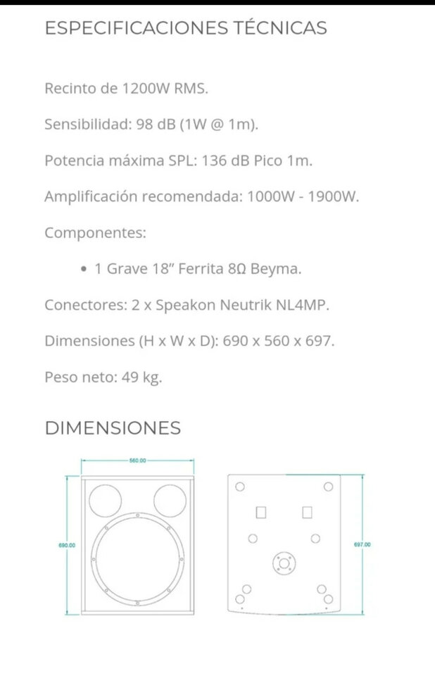 Subgraves 18 pulgadas 1200w SPL 136 db de segunda mano · Foto 8 de 9 · Ciudad Real · 550 €