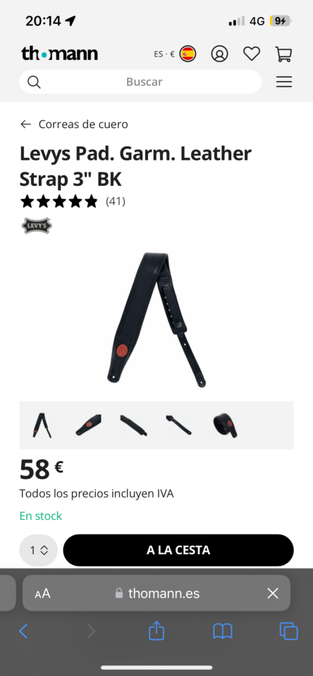 Correa de cuero para guitarra de la marca Levy's