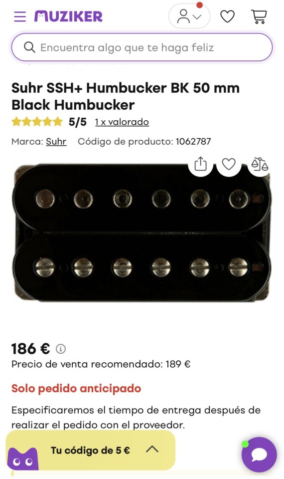 Suhr SSH+ Humbucker de segunda mano · Foto 3 de 3 · Sevilla · 110 €