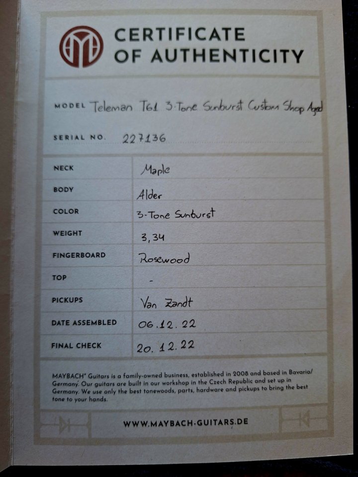 Maybach Teleman T61 Custom SB de 3 tonos de aliso