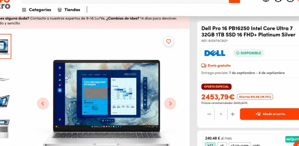Portátil Dell Pro 16 Plus Ultra 7 32GB 1TB SSD de segunda mano · Foto 6 de 6 · Girona · 1050 €